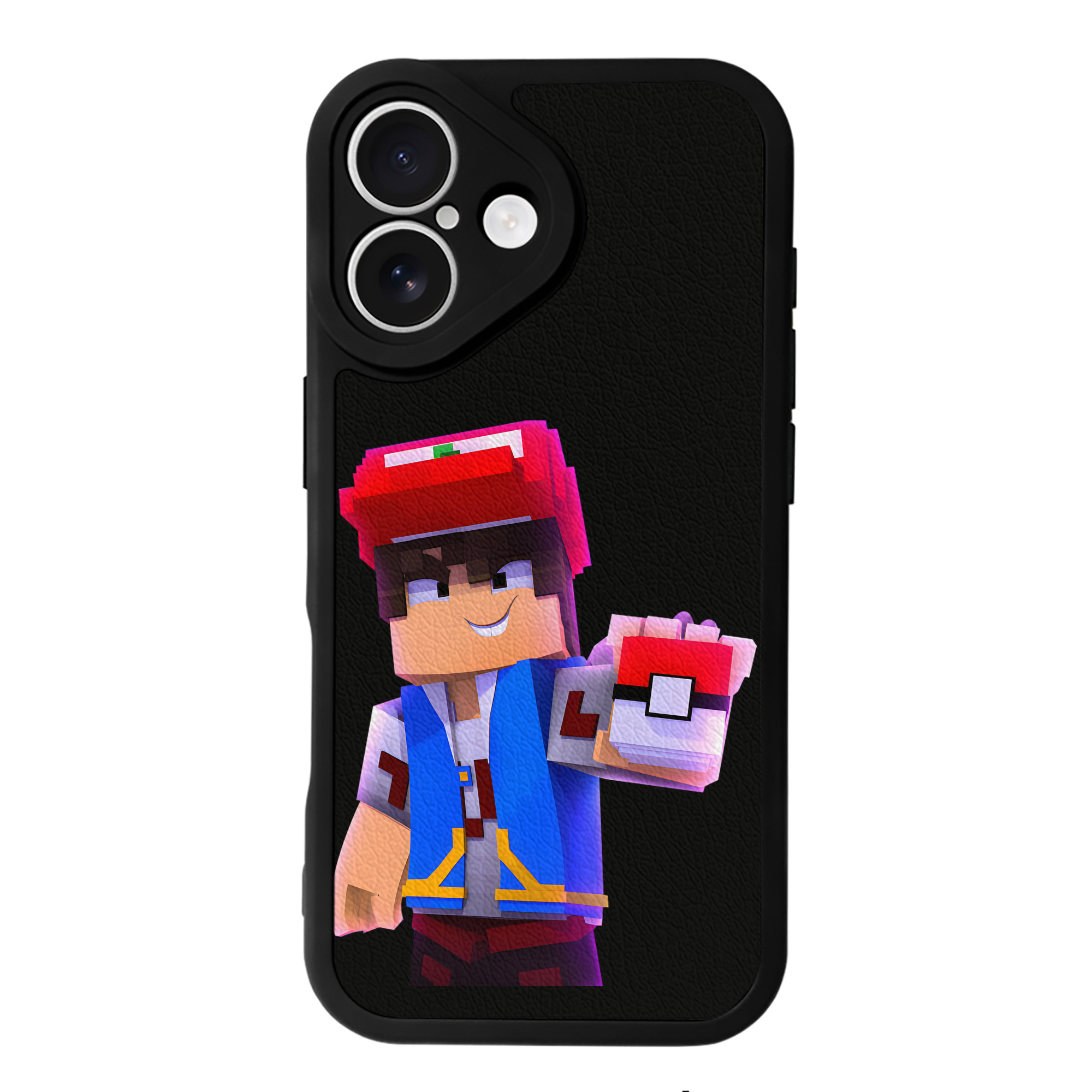 （画像用） マインクラフト ブロックの世界 Minecraft MC Block world 【iPhone 16シリーズ対応】シリコンスマホケース（レザー調） 材質：シリコン
